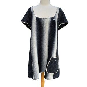 Baltic Inspirations Gradient Knit Tunic Dress Gray Wool Scandi Art Lagenlook-XL